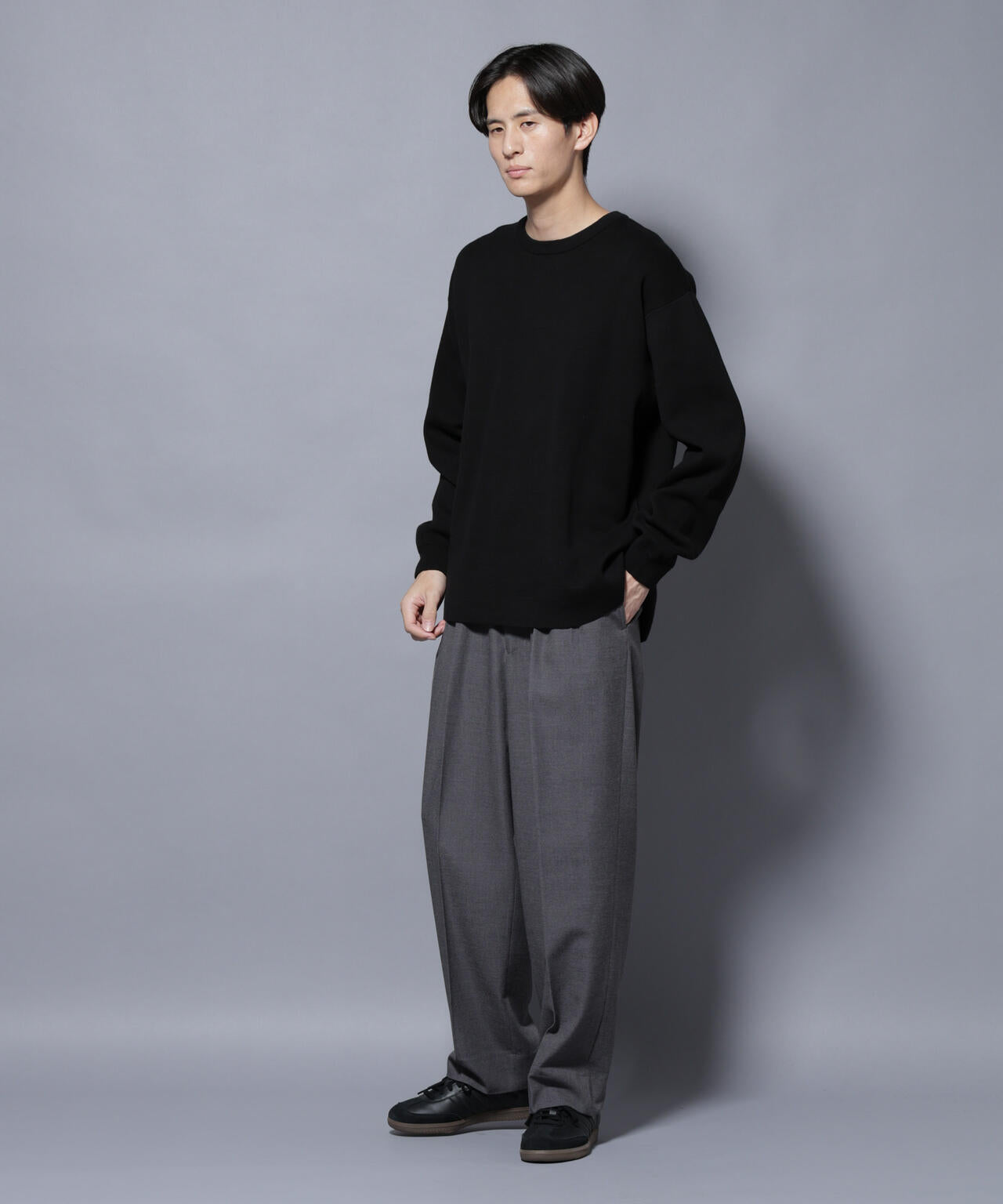 ミラノリブ ワイドクルーネックニット