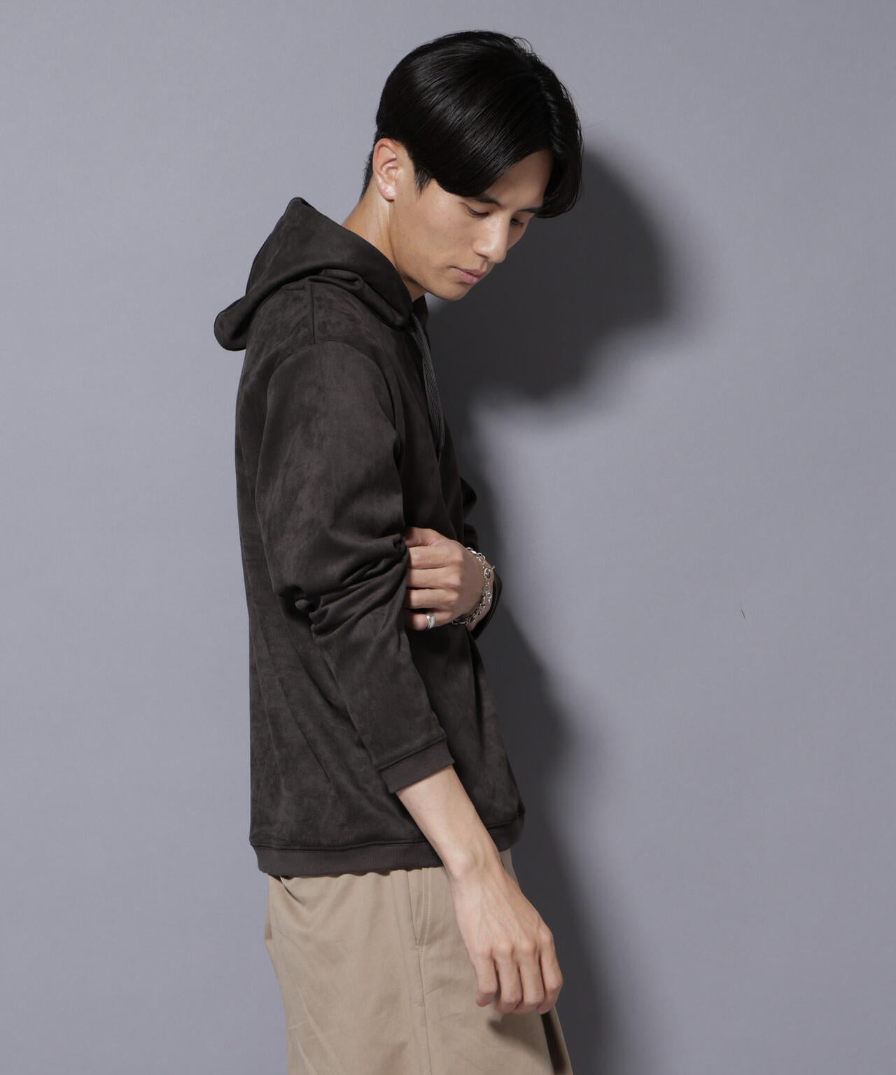 フェイクスエードフーディー 長袖