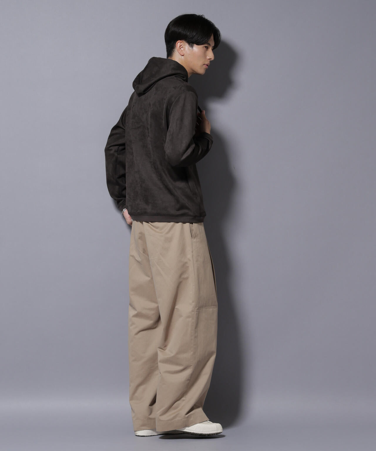 フェイクスエードフーディー 長袖