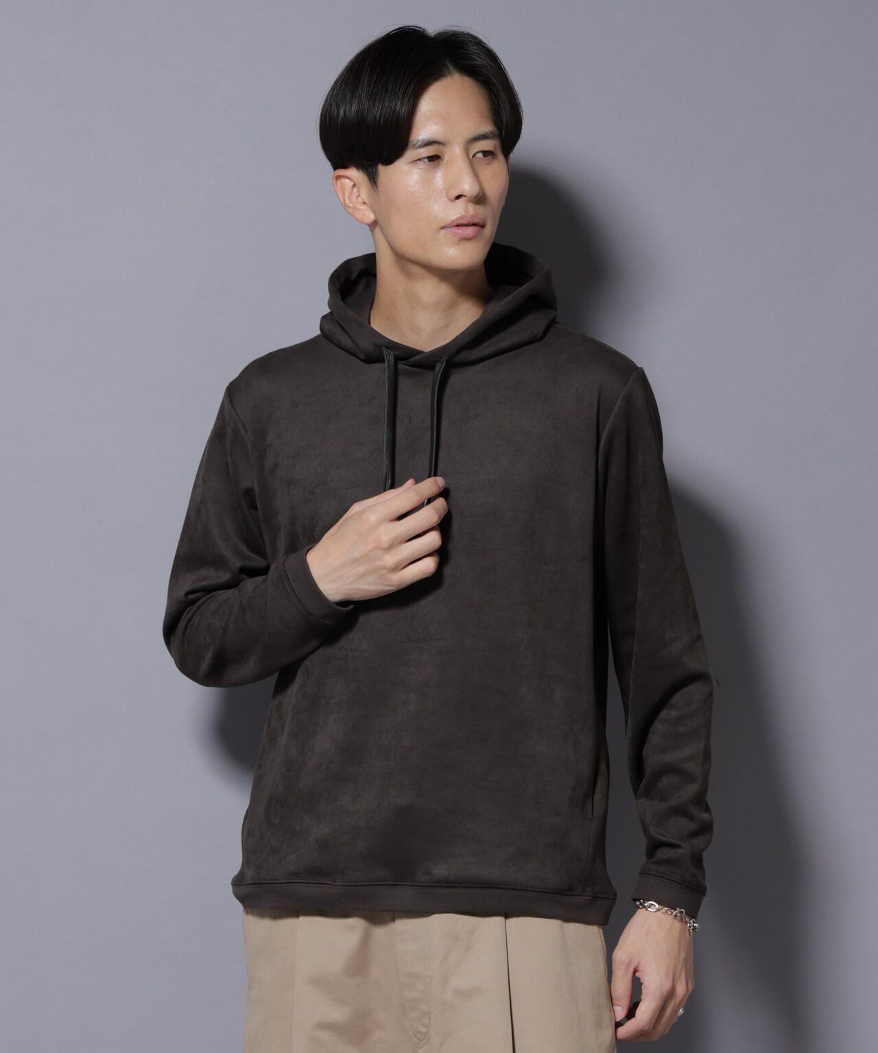 フェイクスエードフーディー 長袖