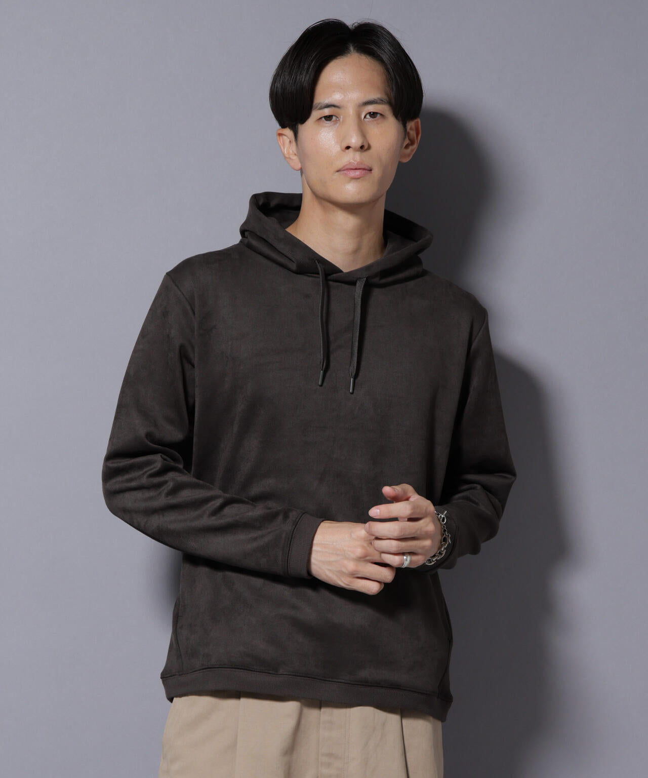 フェイクスエードフーディー 長袖