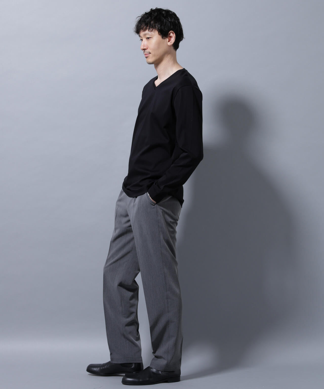 アンチスメルVネックTシャツ 長袖