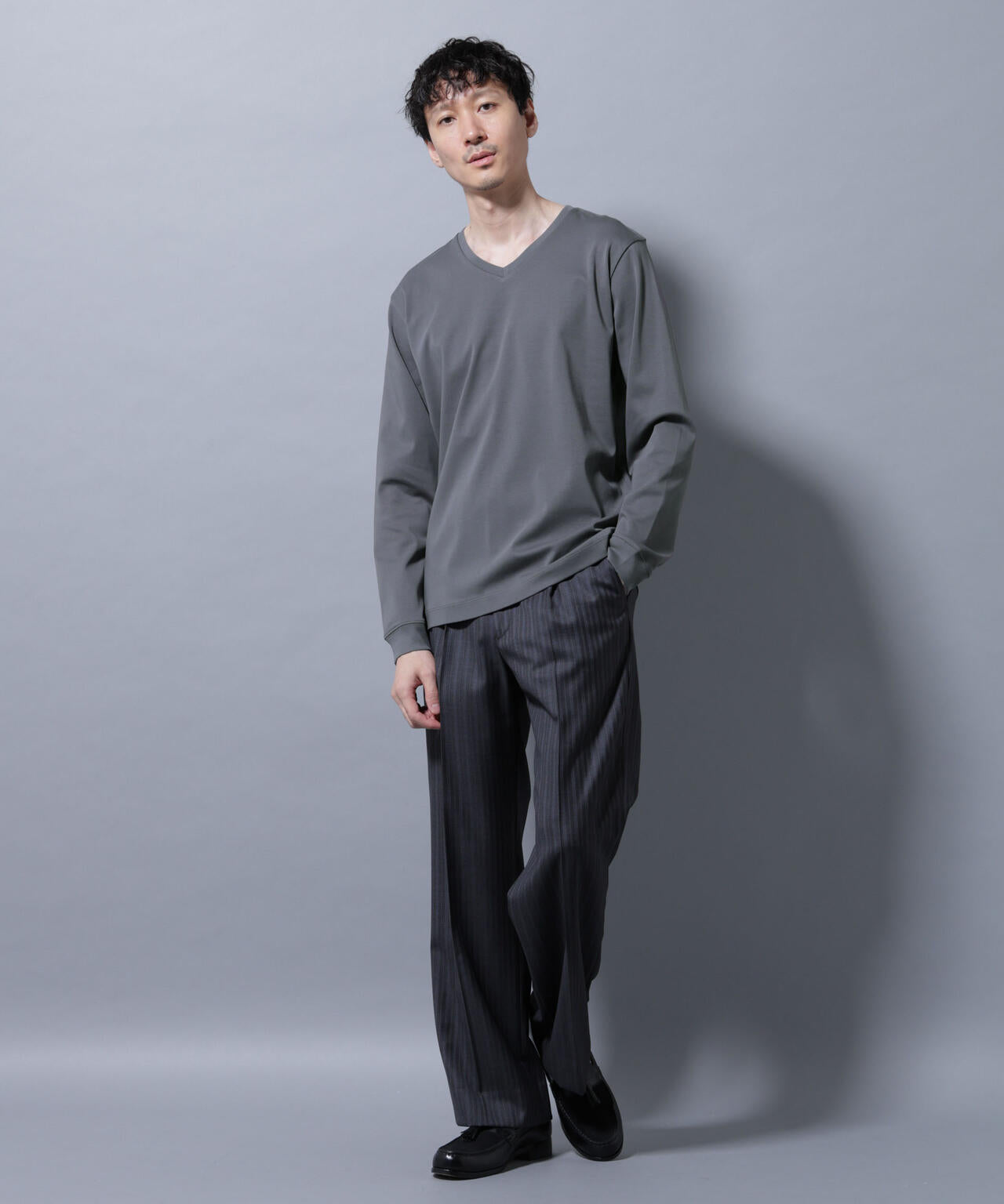 アンチスメルVネックTシャツ 長袖
