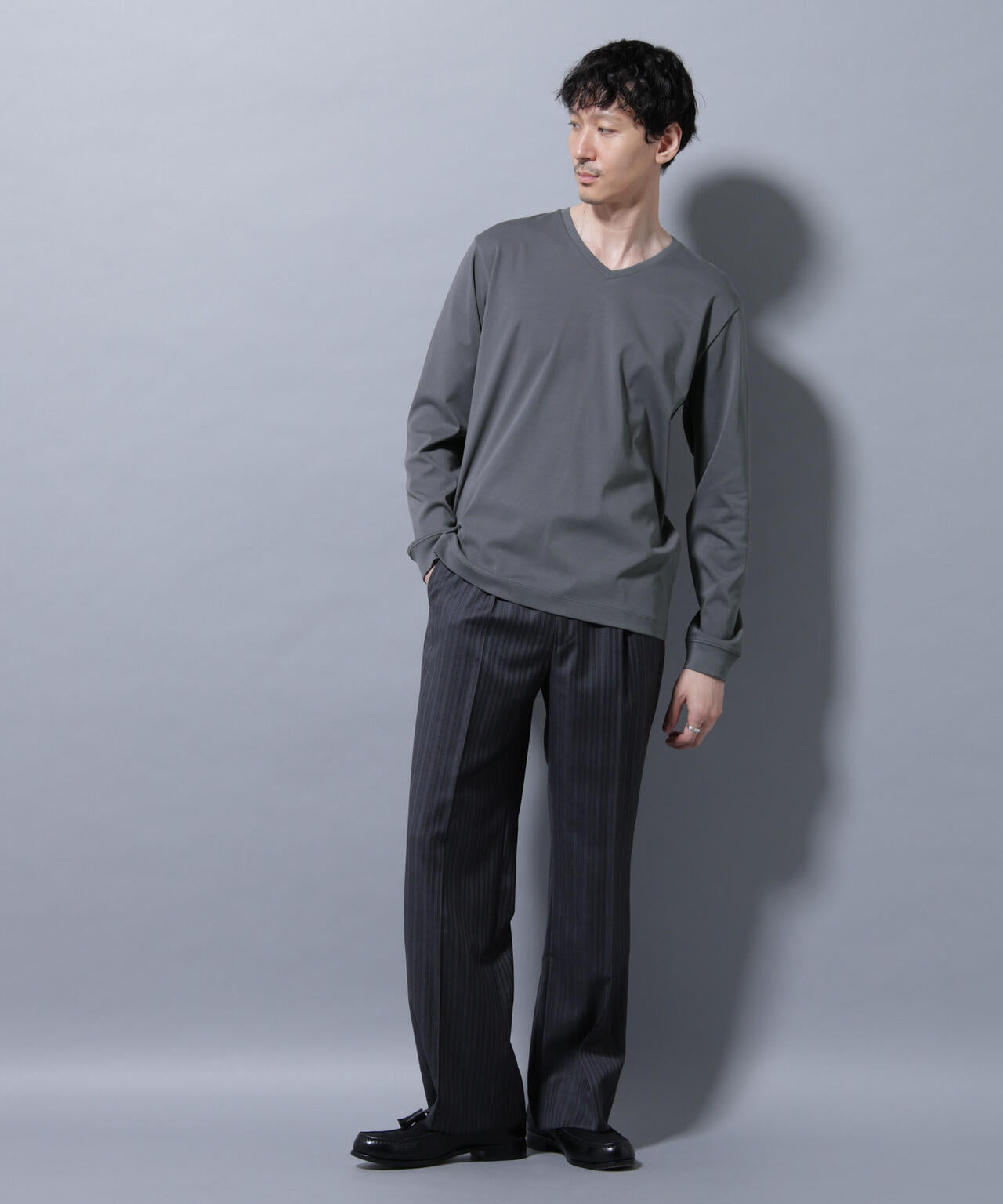 アンチスメルVネックTシャツ 長袖