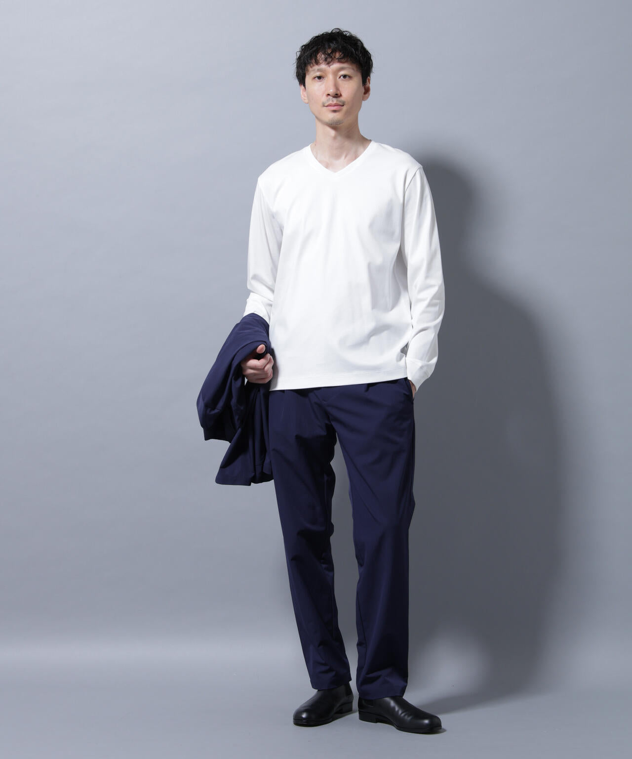 アンチスメルVネックTシャツ 長袖