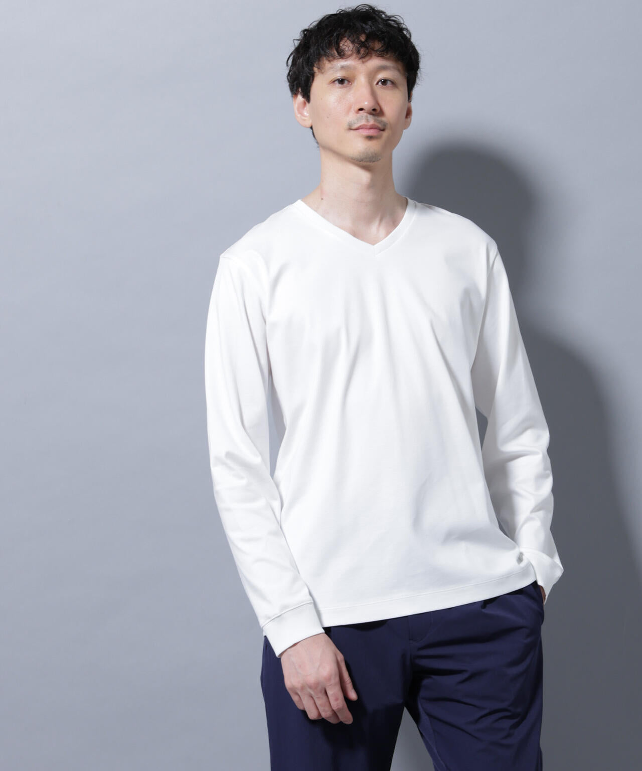 アンチスメルVネックTシャツ 長袖