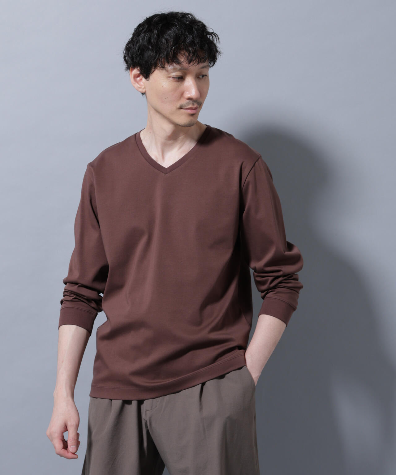 アンチスメルVネックTシャツ 長袖