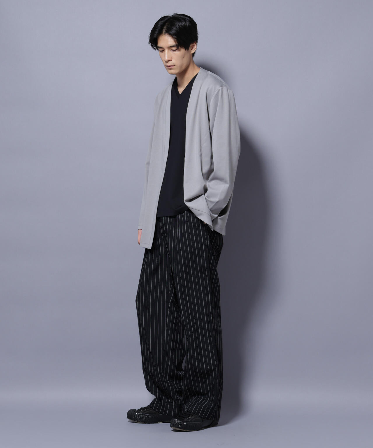 ダブルジャージー着流しカーディガン