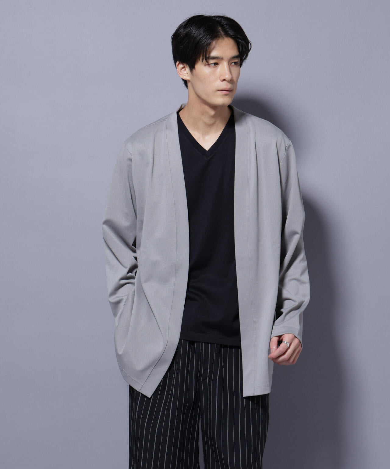 ダブルジャージー着流しカーディガン