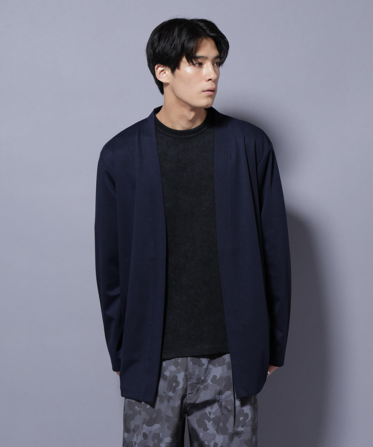 ダブルジャージー着流しカーディガン