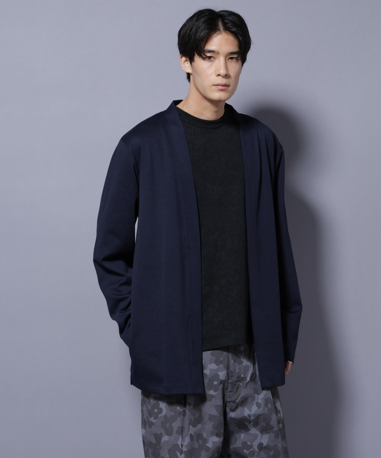 ダブルジャージー着流しカーディガン