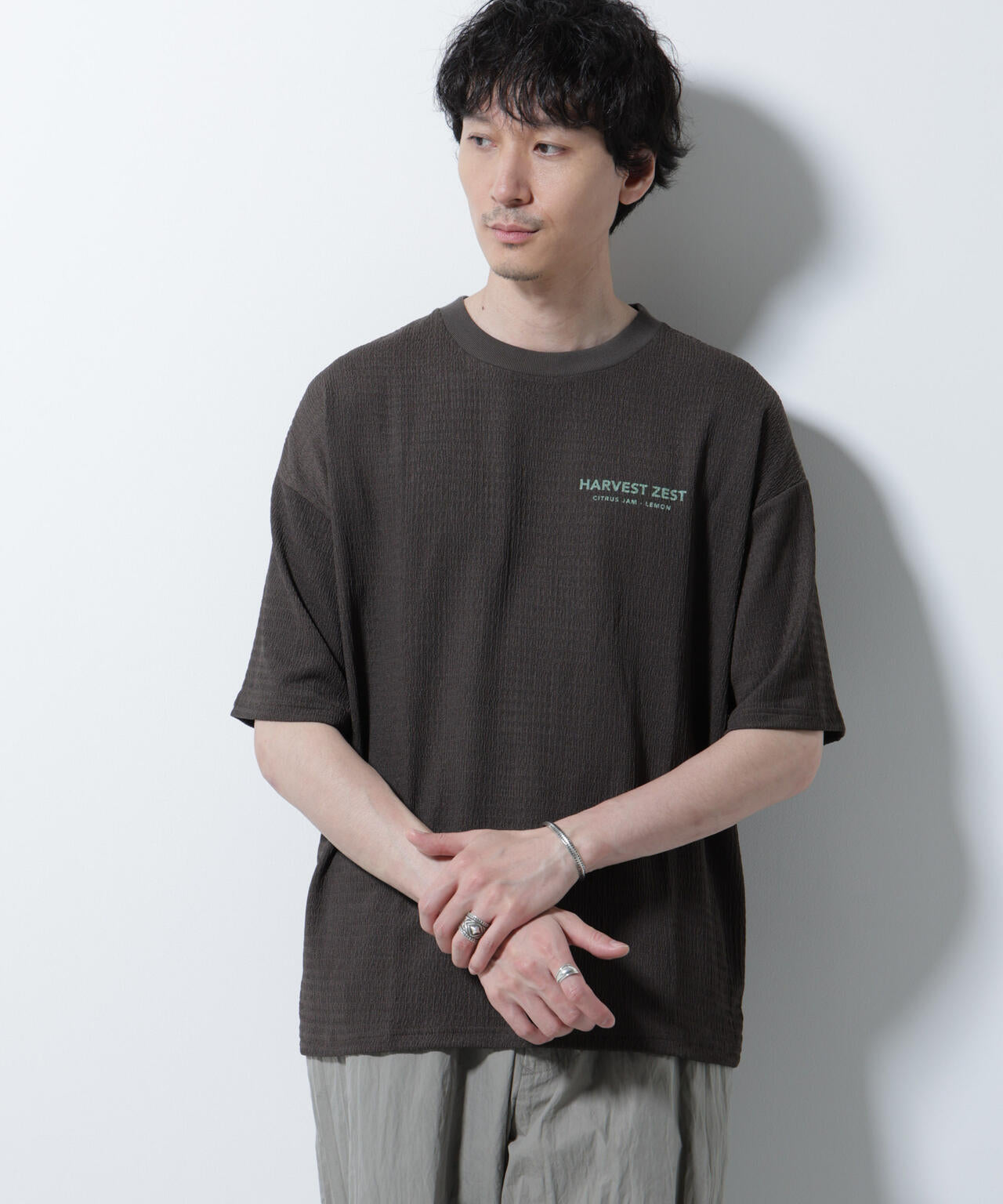 楊柳プリントTシャツ 半袖