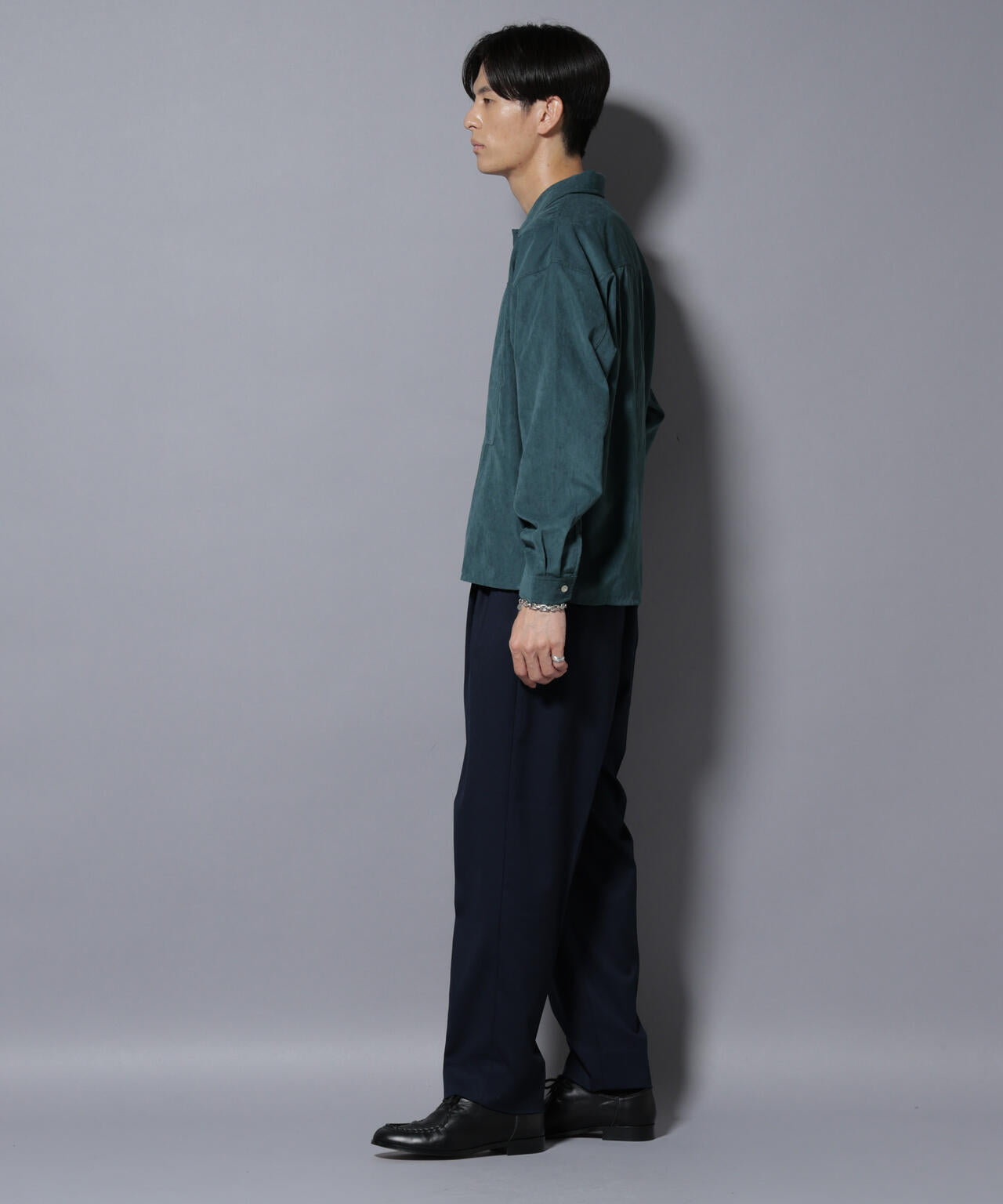 微起毛ワイド2タックテーパードパンツ