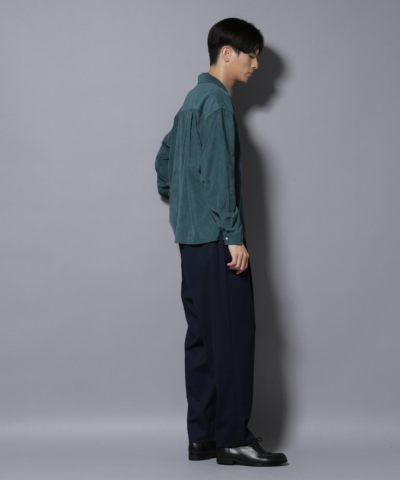 微起毛ワイド2タックテーパードパンツ