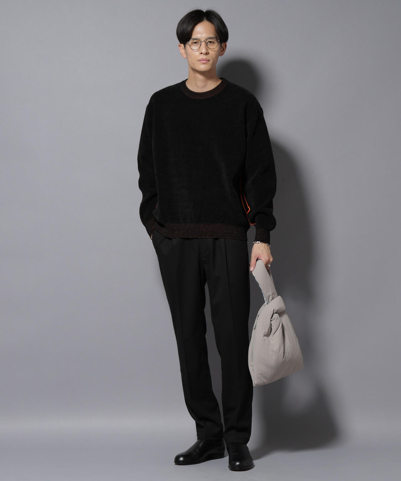 微起毛1タックテーパードパンツ