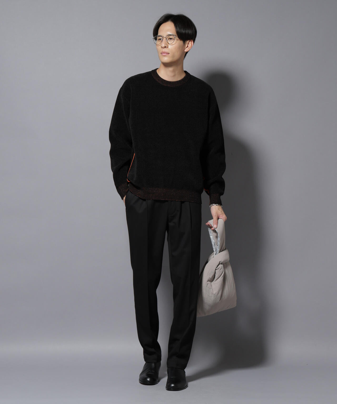 微起毛1タックテーパードパンツ