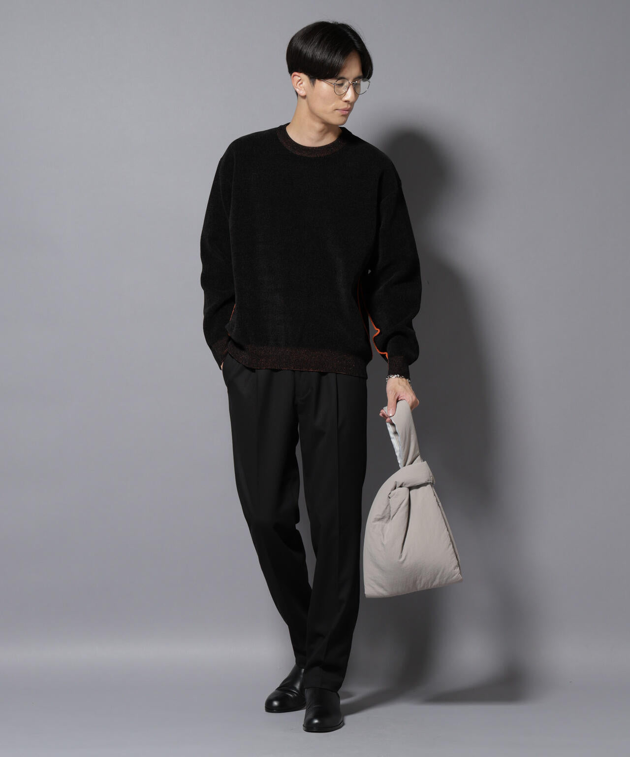 微起毛1タックテーパードパンツ