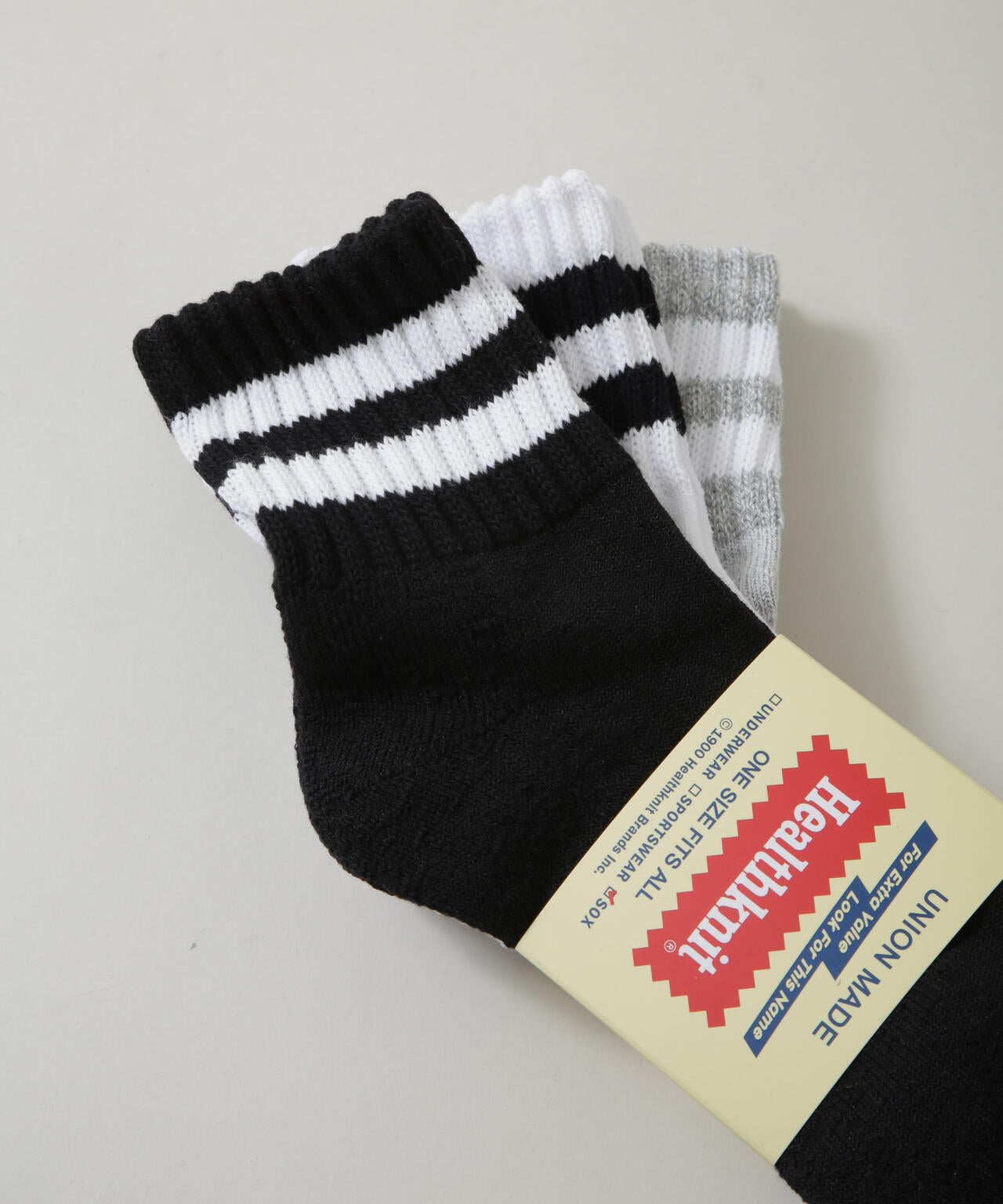 Healthknit/シンカーモノトーン2本ライン ソックス 3足セット