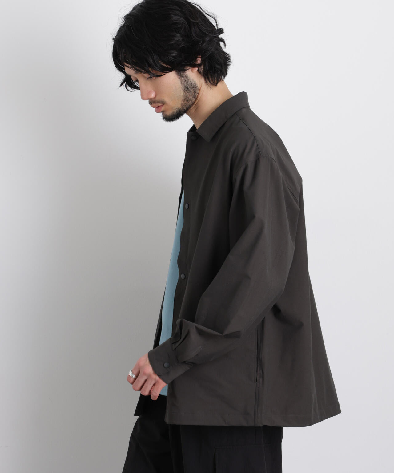 ストレッチワイドシャツブルゾン