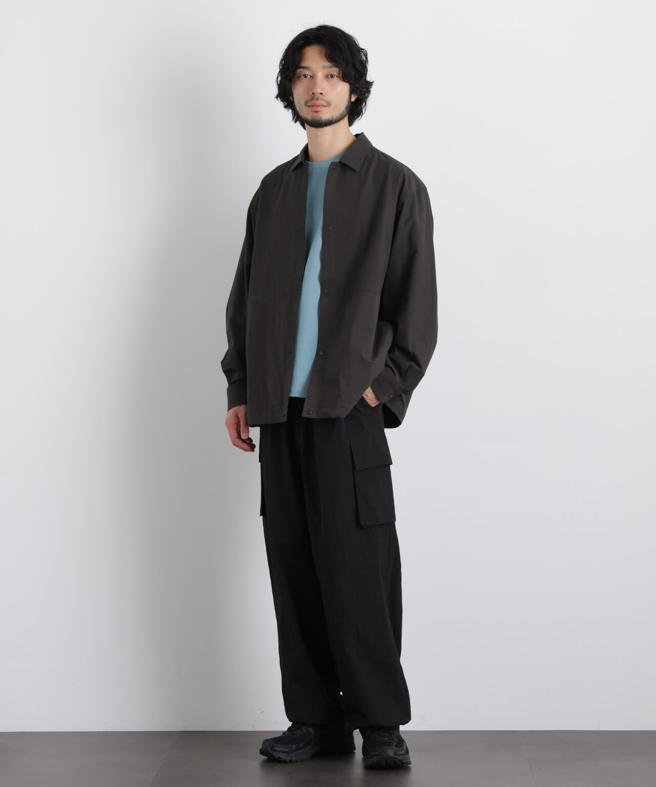 ストレッチワイドシャツブルゾン
