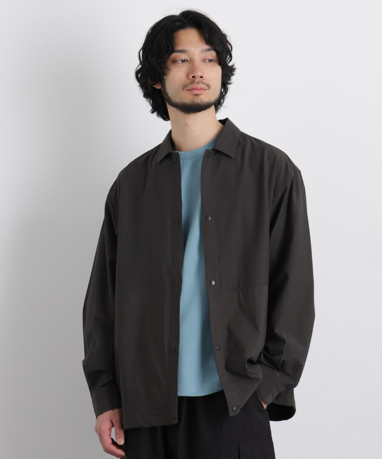 ストレッチワイドシャツブルゾン