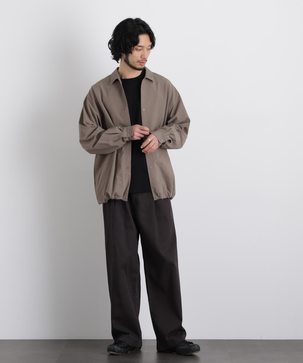 ストレッチワイドシャツブルゾン