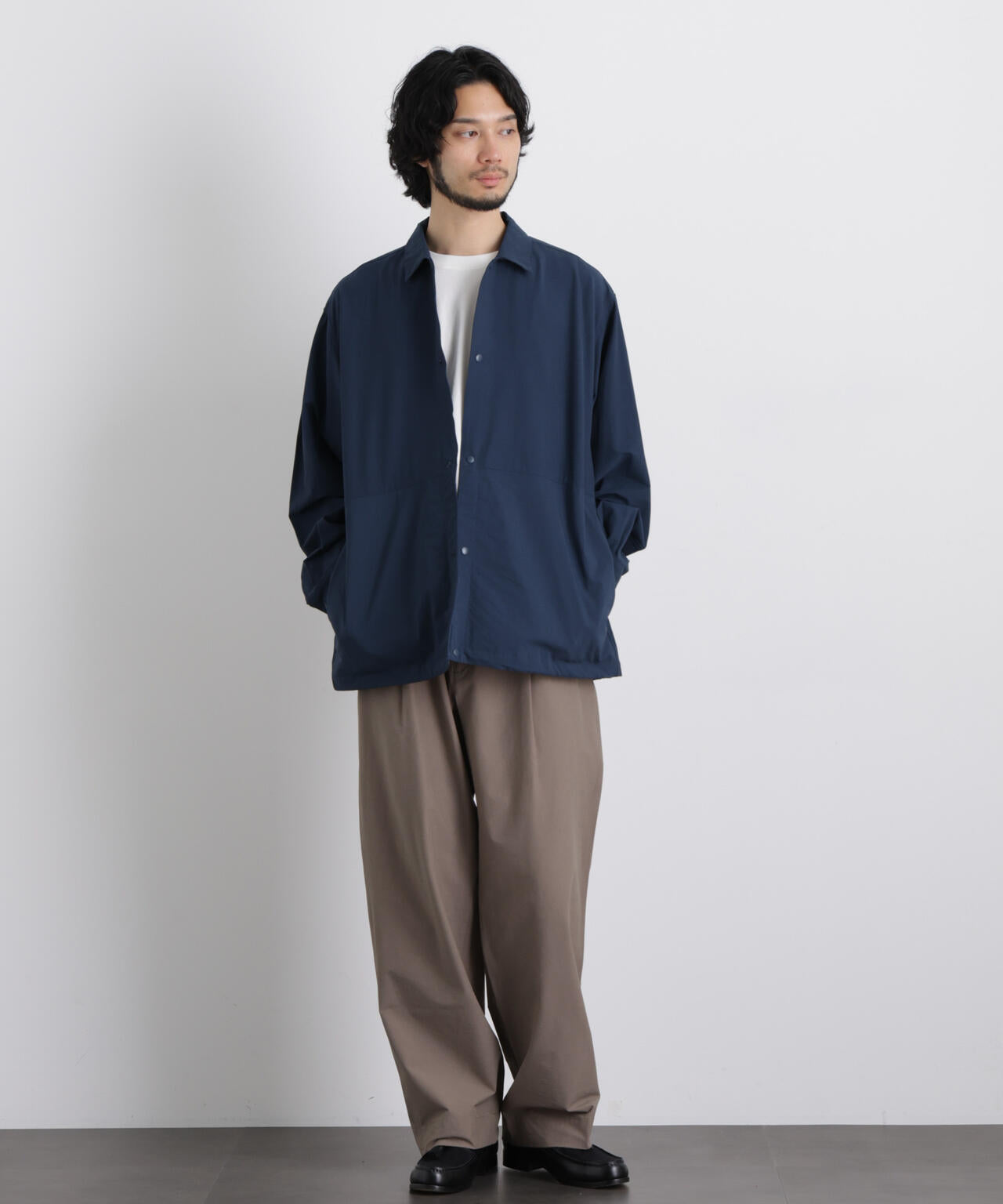 ストレッチワイドシャツブルゾン