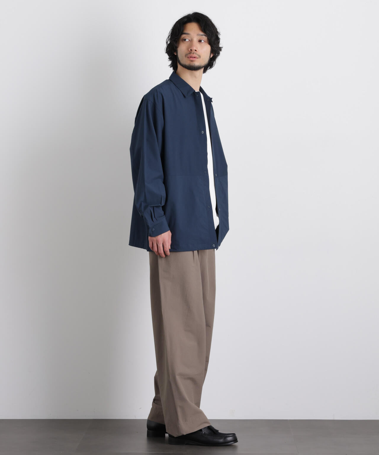 ストレッチワイドシャツブルゾン