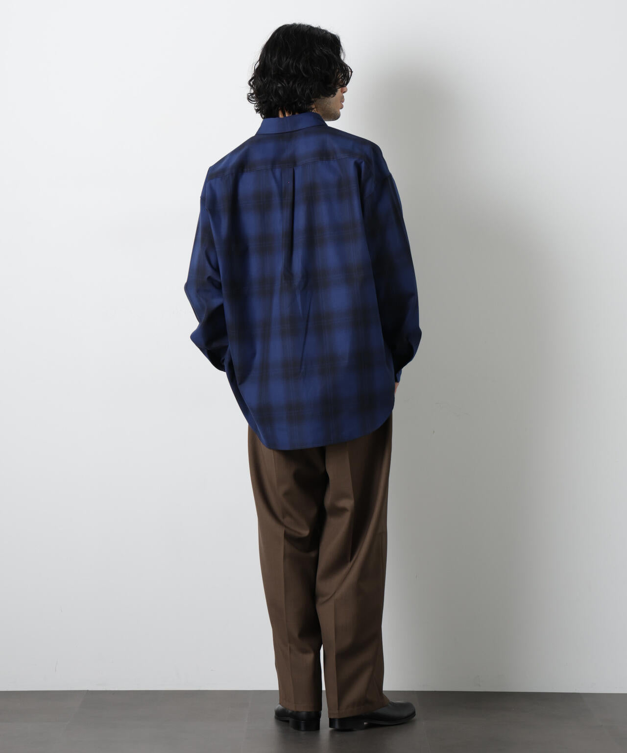 ビッグドレープチェックシャツ 長袖