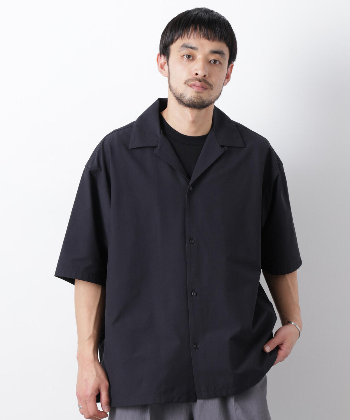 ストレッチワイド オープンカラーシャツ 半袖