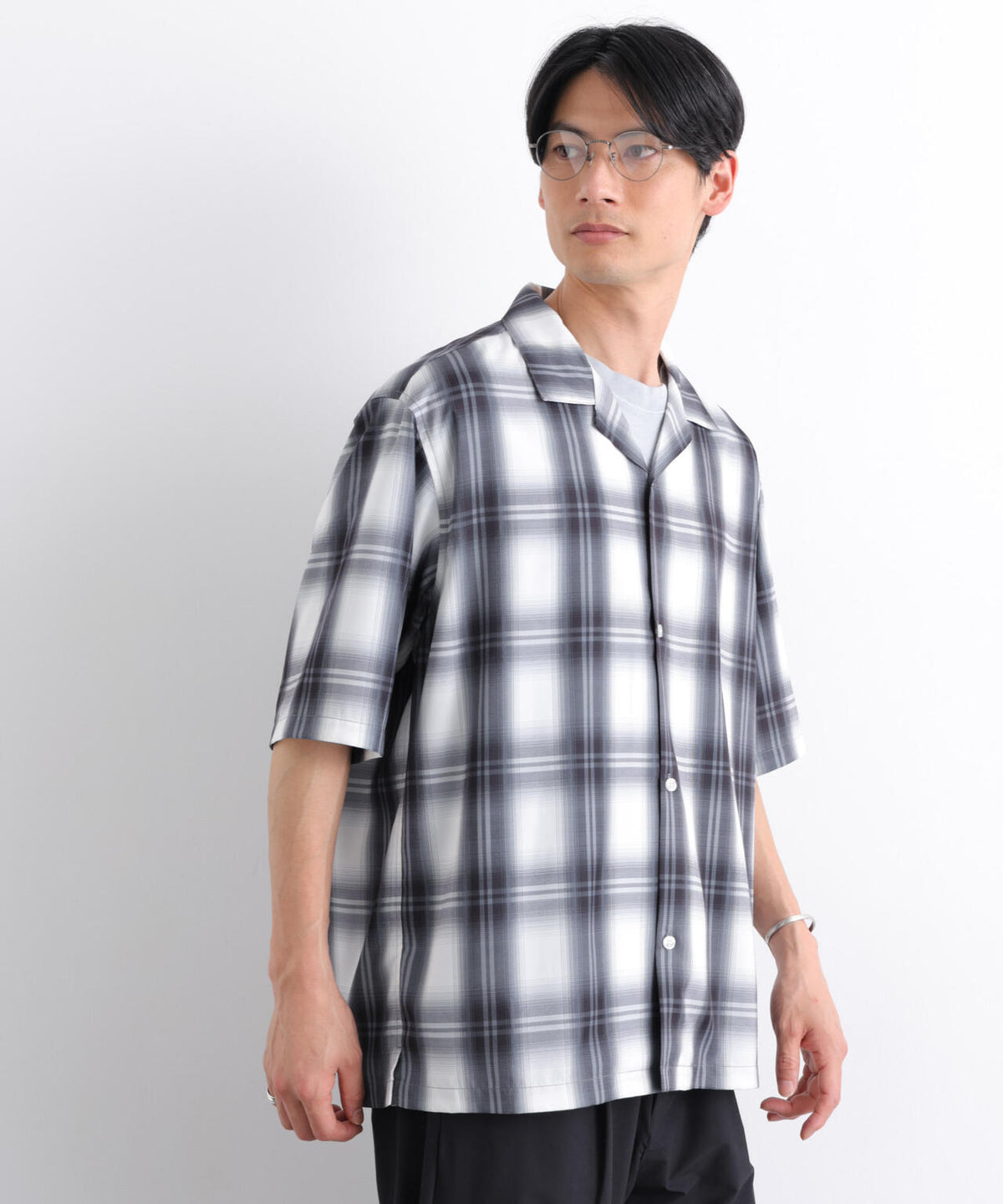 オンブレーチェックシャツ 半袖