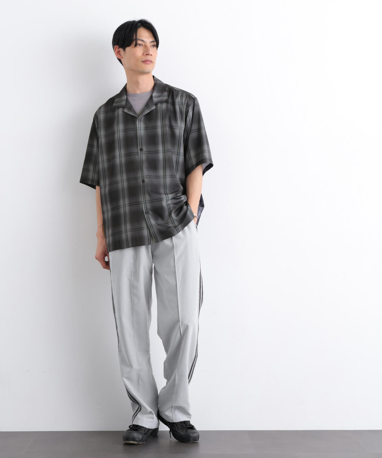 オンブレーチェックシャツ 半袖