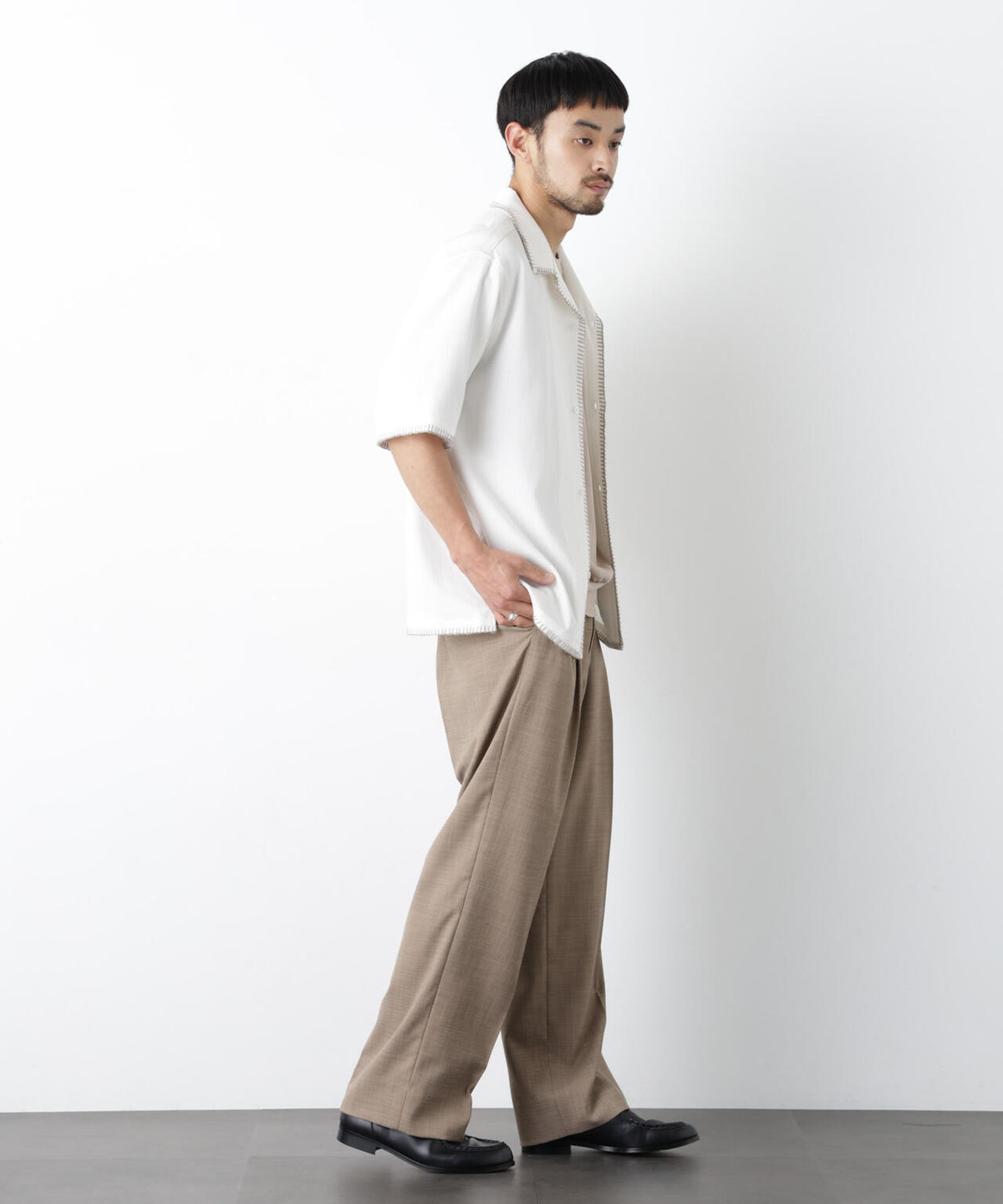 ブランケットステッチシャツ 半袖