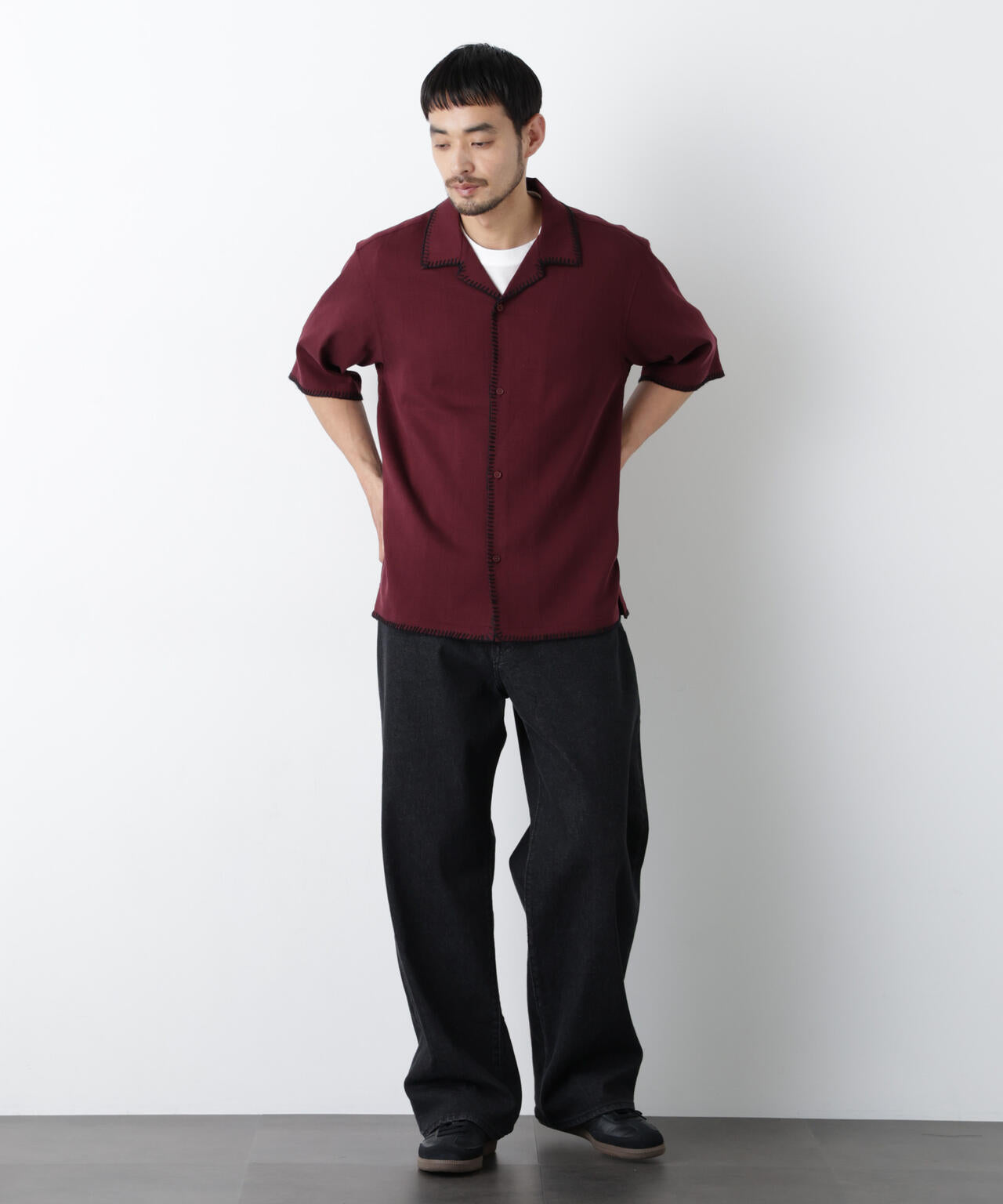 ブランケットステッチシャツ 半袖