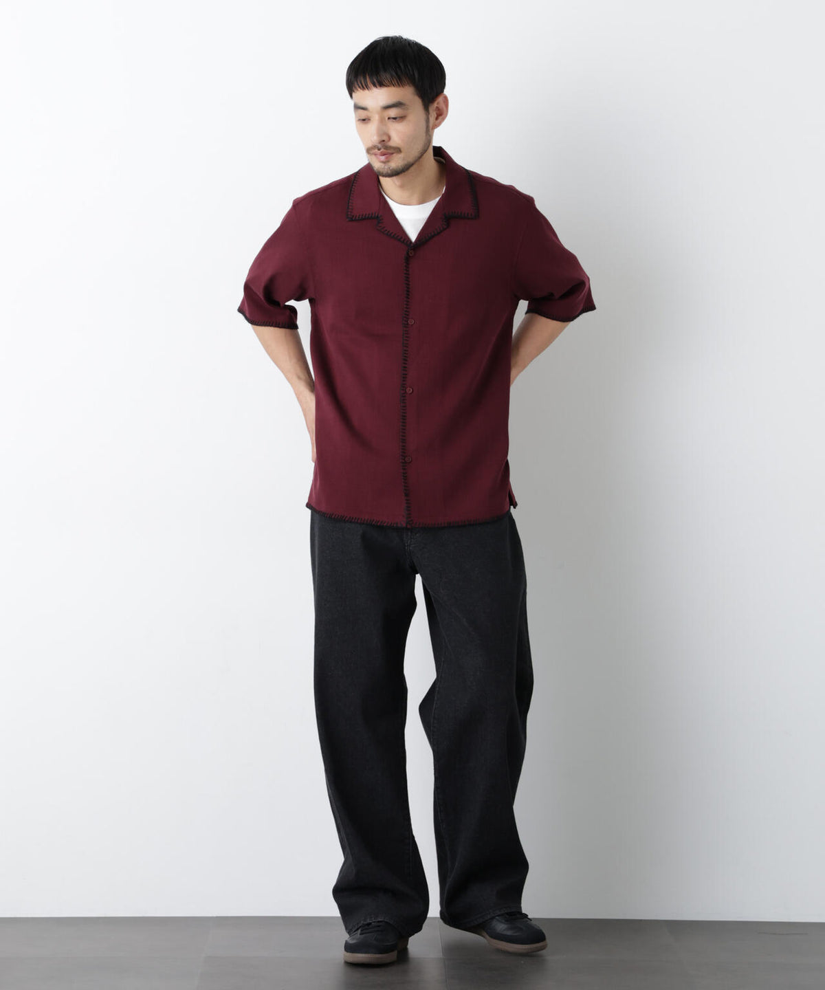 ブランケットステッチシャツ 半袖
