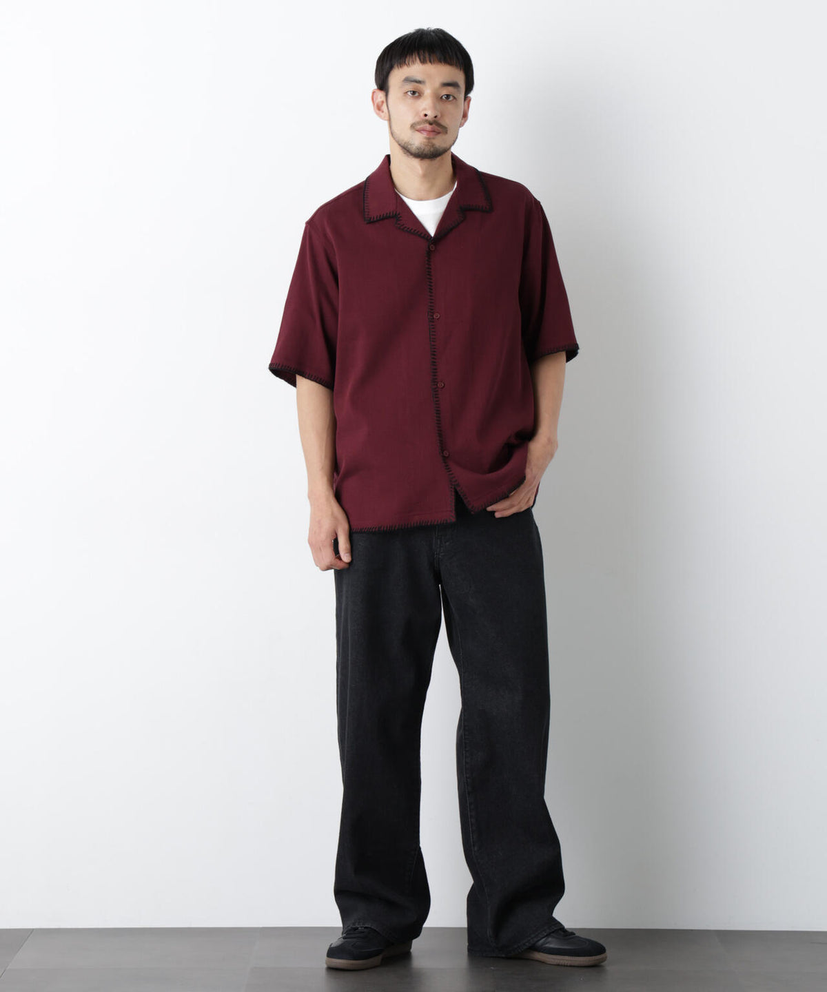 ブランケットステッチシャツ 半袖