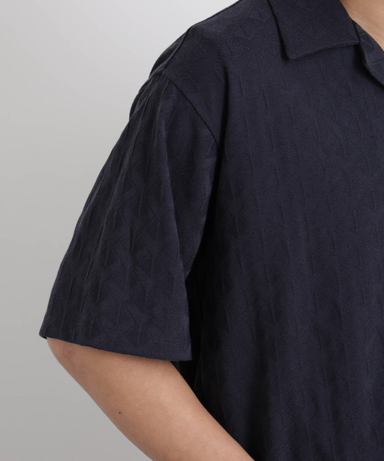 WEB限定/ジャガードオープンカラーシャツ 半袖