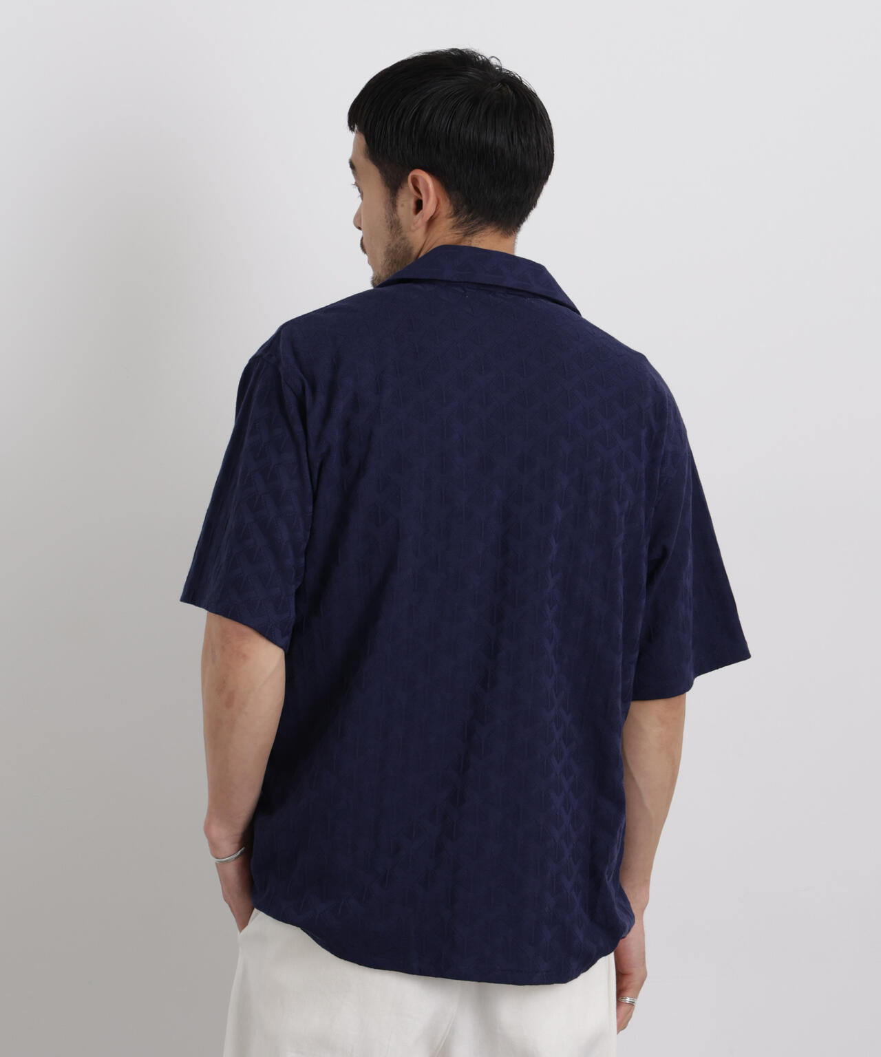 WEB限定/ジャガードオープンカラーシャツ 半袖