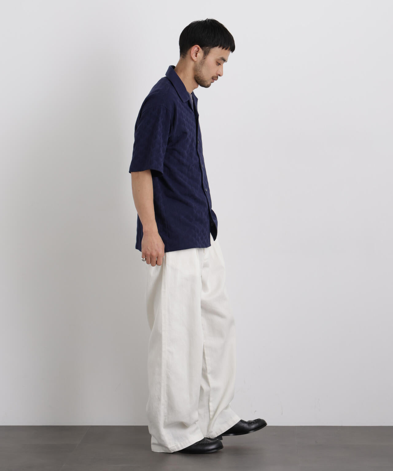 WEB限定/ジャガードオープンカラーシャツ 半袖