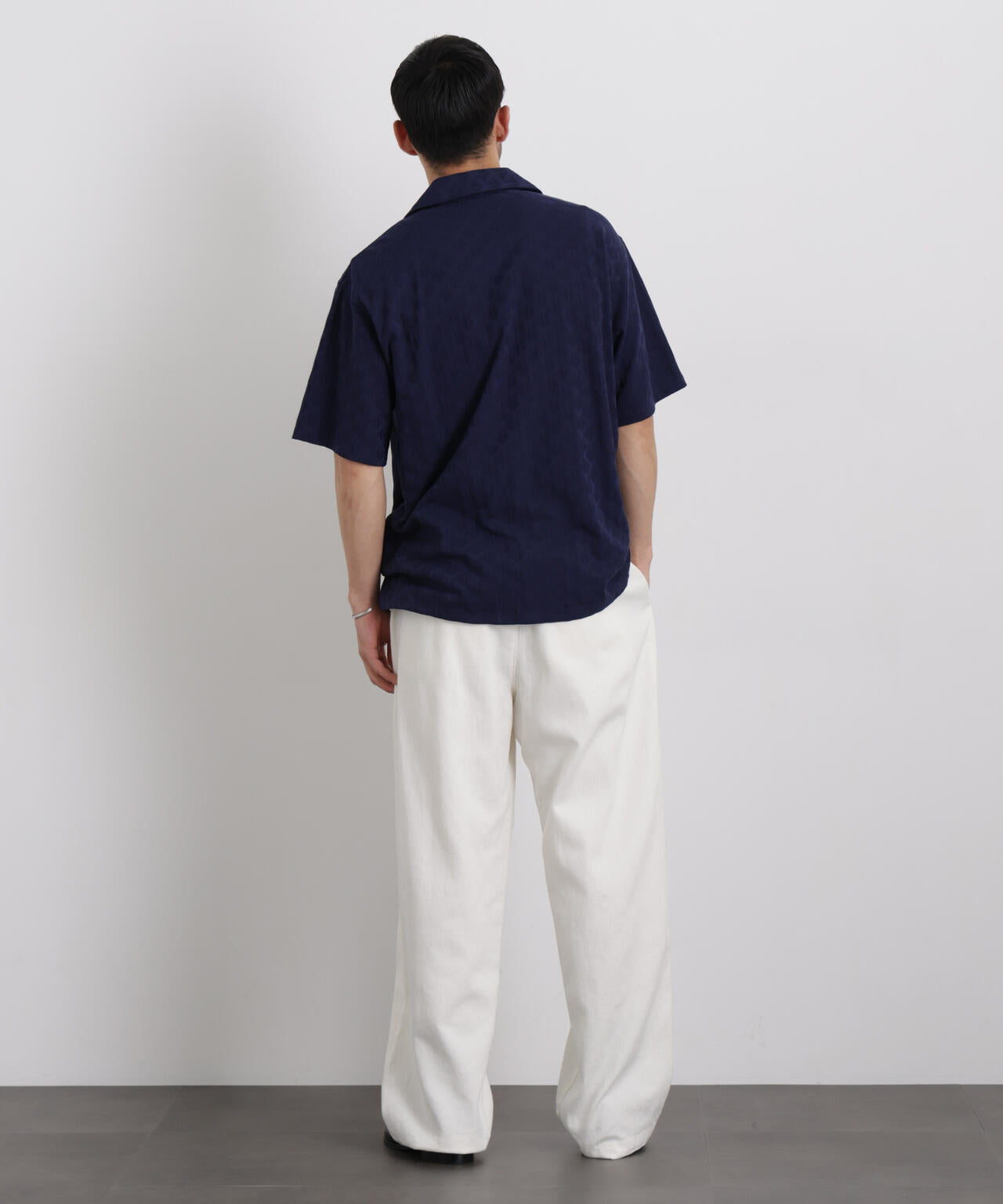 WEB限定/ジャガードオープンカラーシャツ 半袖