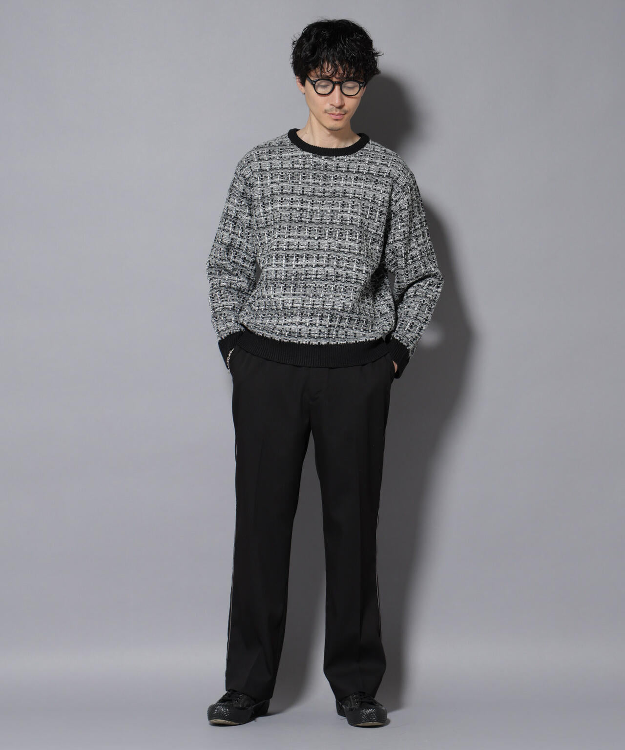 ツイードジャガードニット