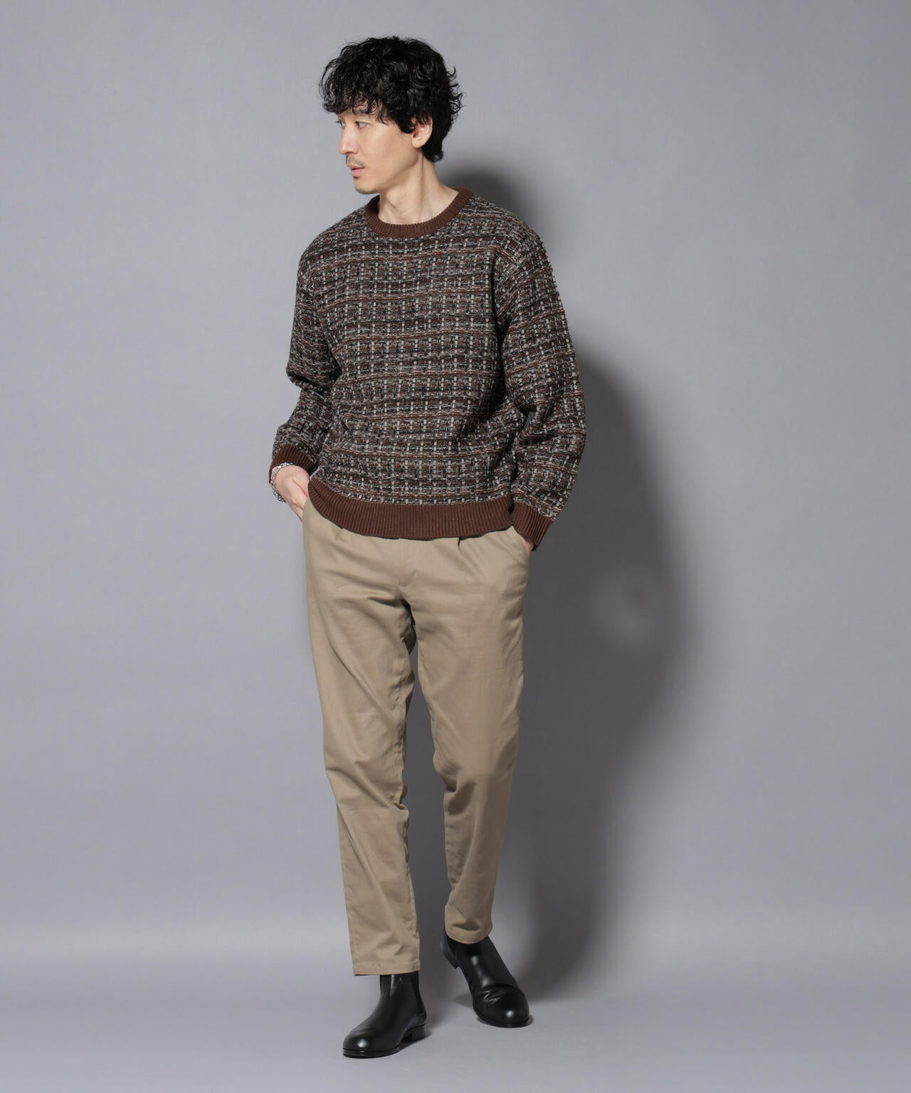 ツイードジャガードニット