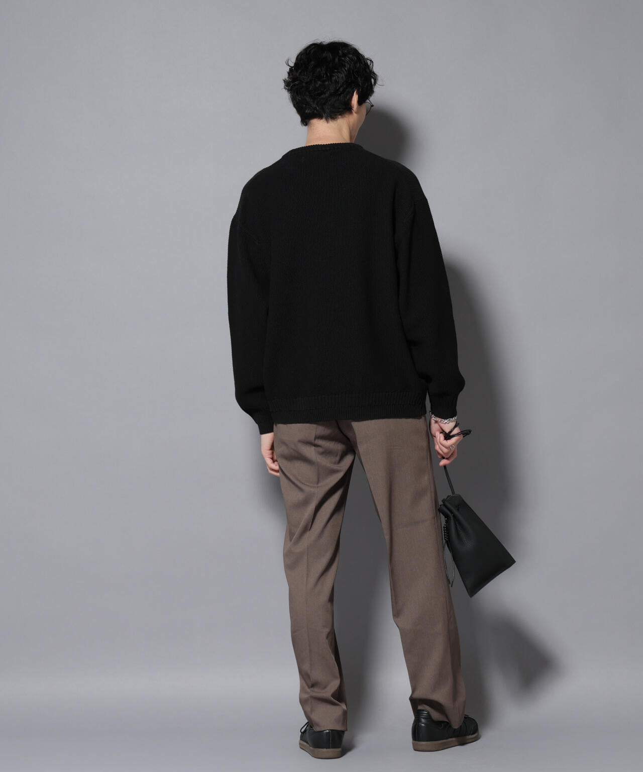 コットンMIXバルキーカノコクルーネックニット