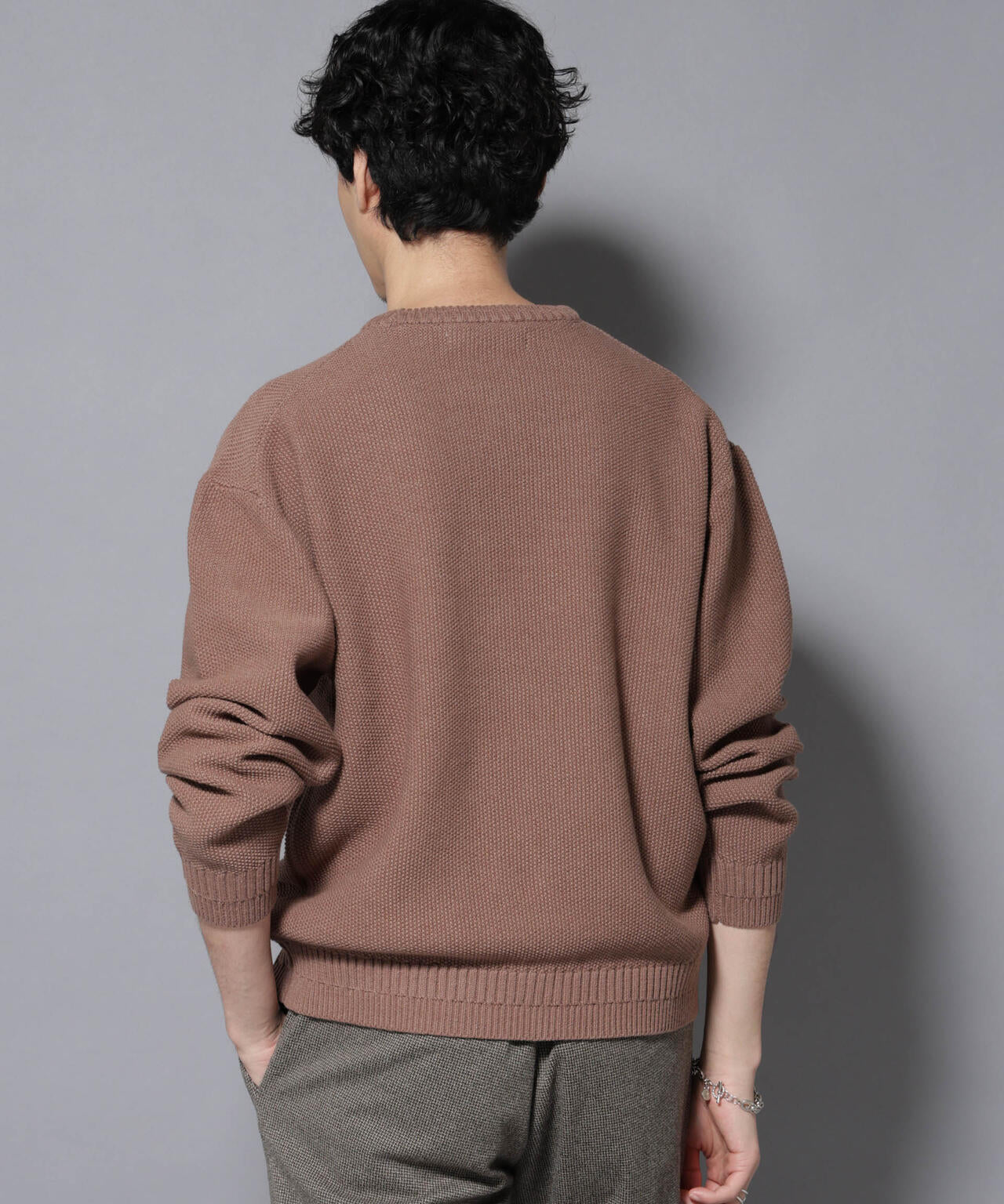 コットンMIXバルキーカノコクルーネックニット