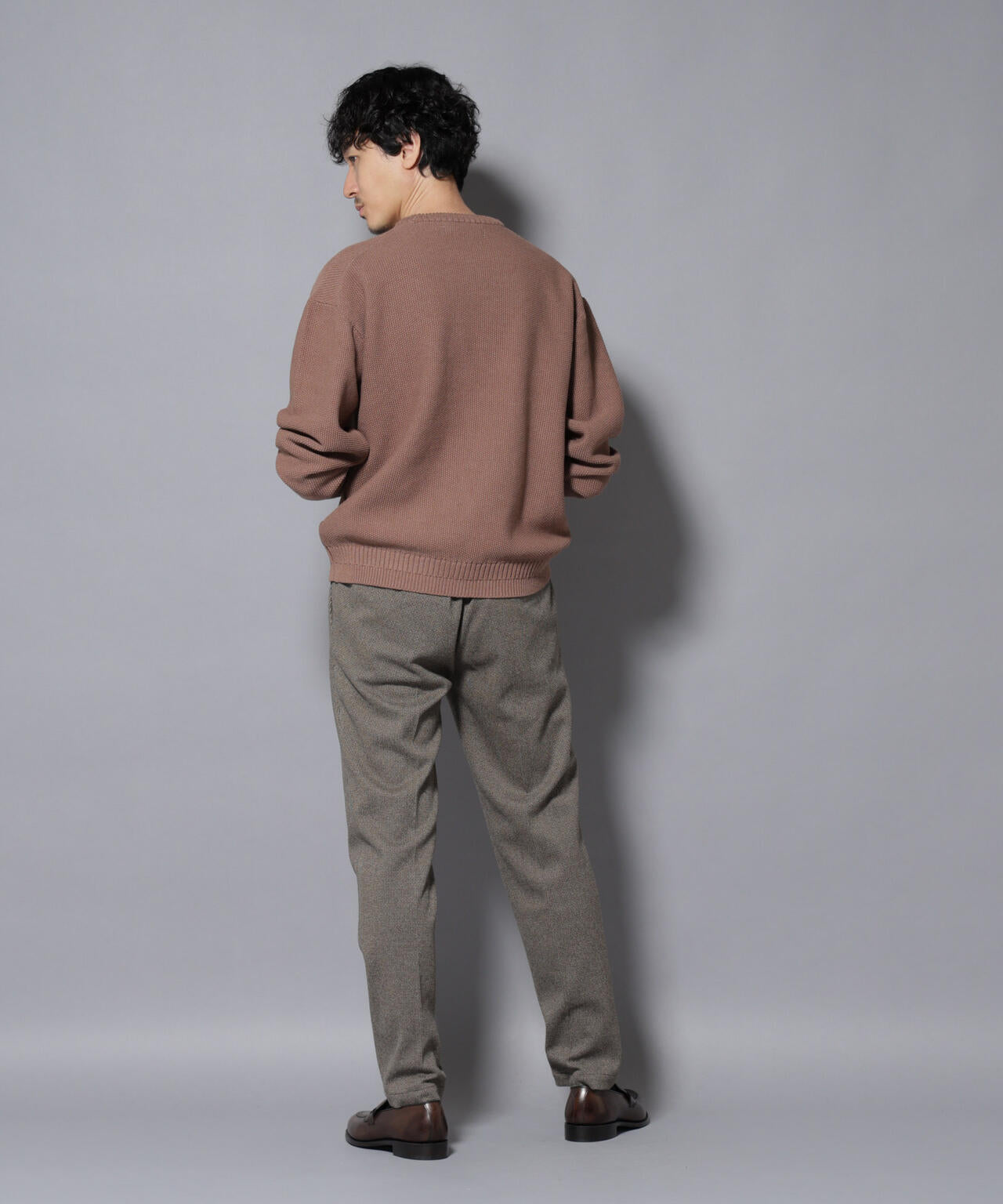 コットンMIXバルキーカノコクルーネックニット