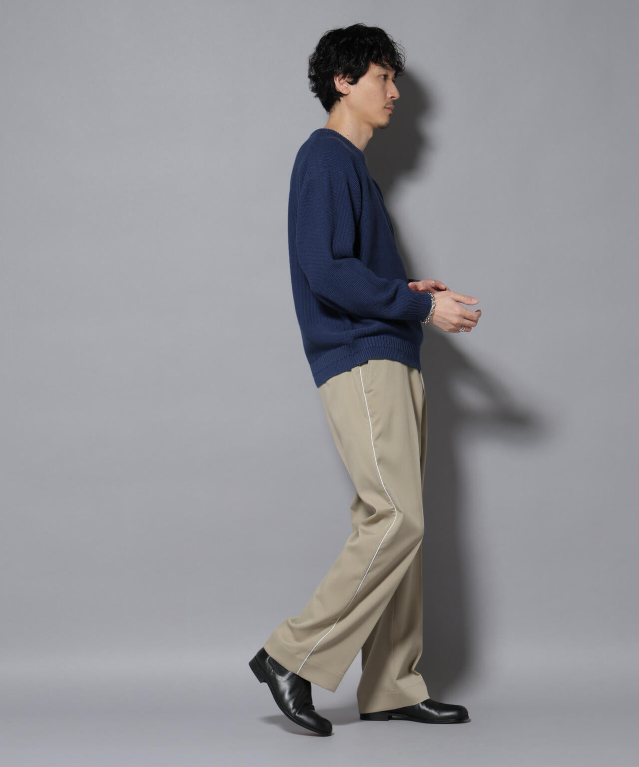 コットンMIXバルキーカノコクルーネックニット