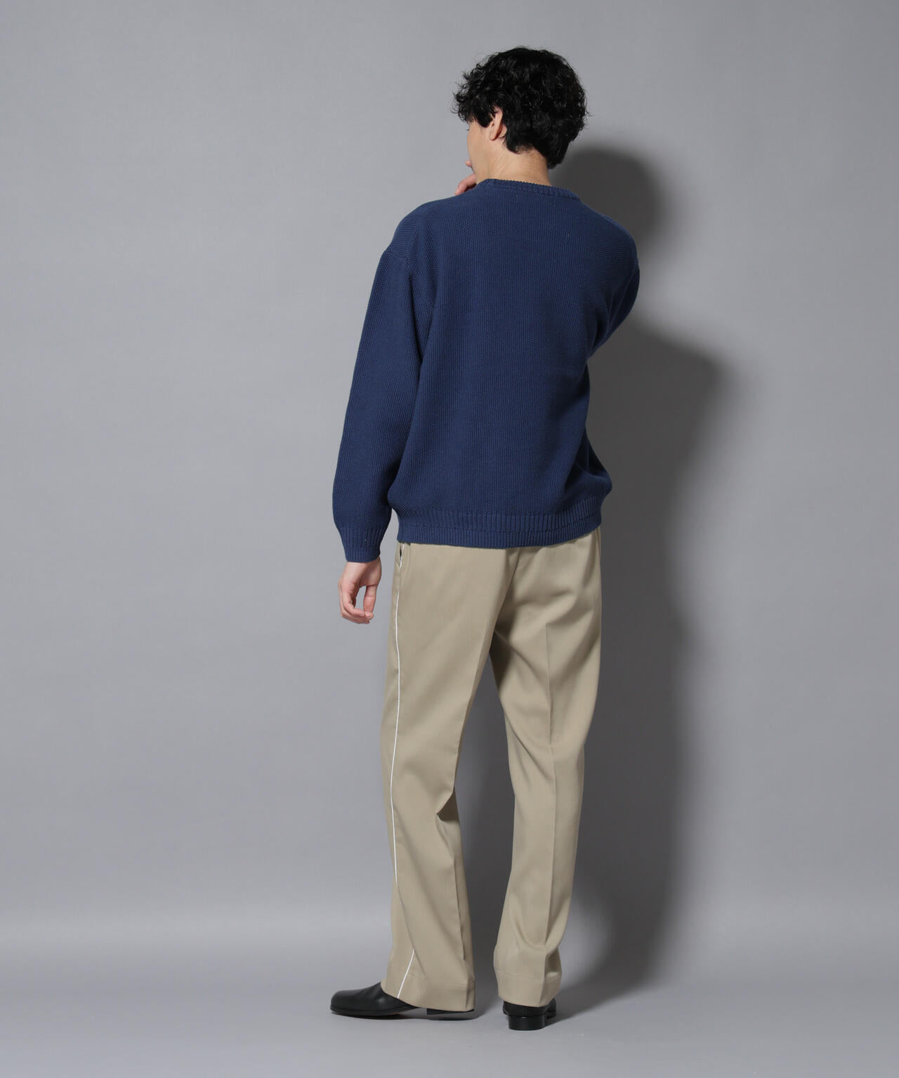 コットンMIXバルキーカノコクルーネックニット