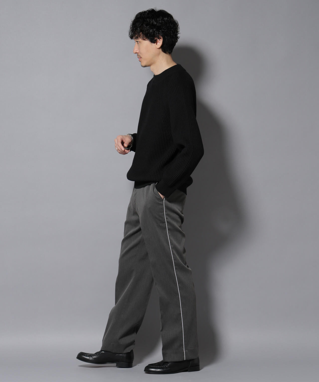 コットンMIXバルキーモックネックニット