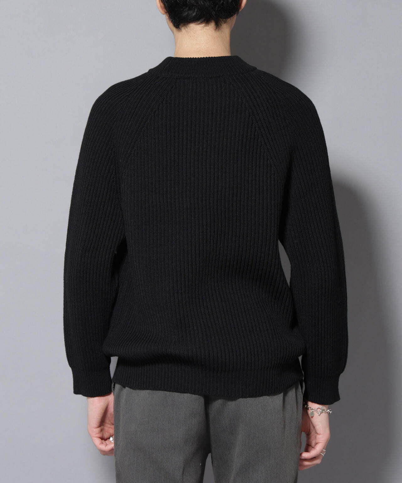 コットンMIXバルキーモックネックニット