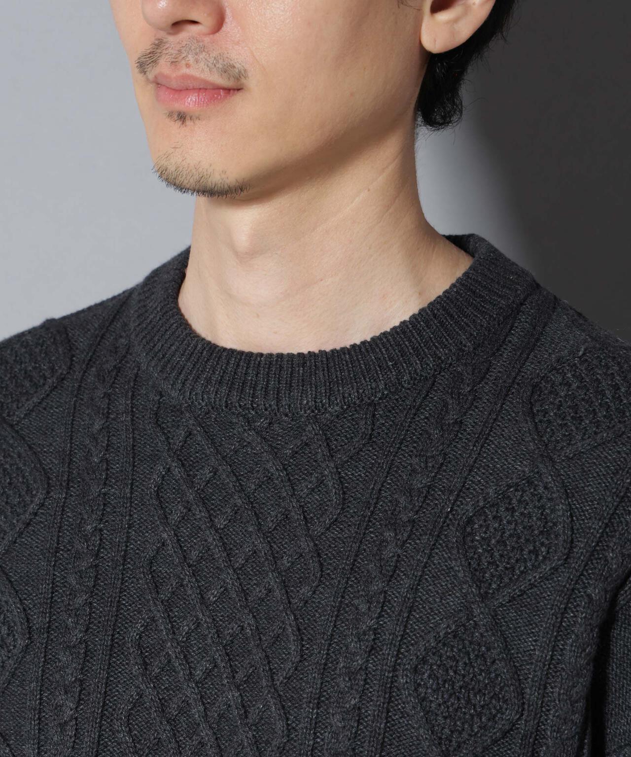 コットンMIXバルキーケーブルニット